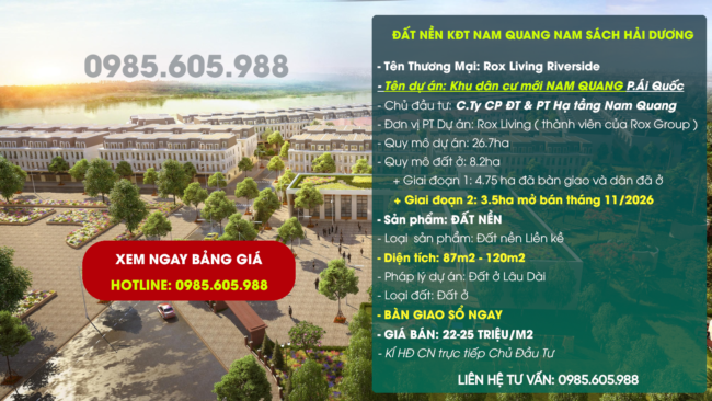 Giới thiệu khu đô thị Nam Quang, Ái Quốc, Nam Sách Hải dương 2026